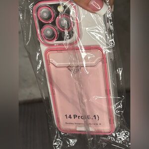 Pink and Clear Phone Case for 14 Pro